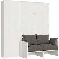 Letto a scomparsa 120 verticale Kentaro Sof con colonna - Bianco Frassino