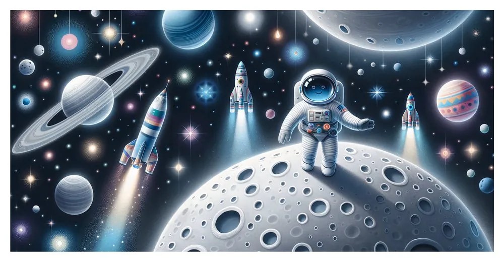 Quadro su tela – Cosmonauta tra i pianeti