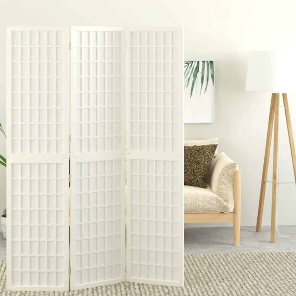 Divisorio Pieghevole 3 Pannelli Stile Giapponese 120x170 Bianco /