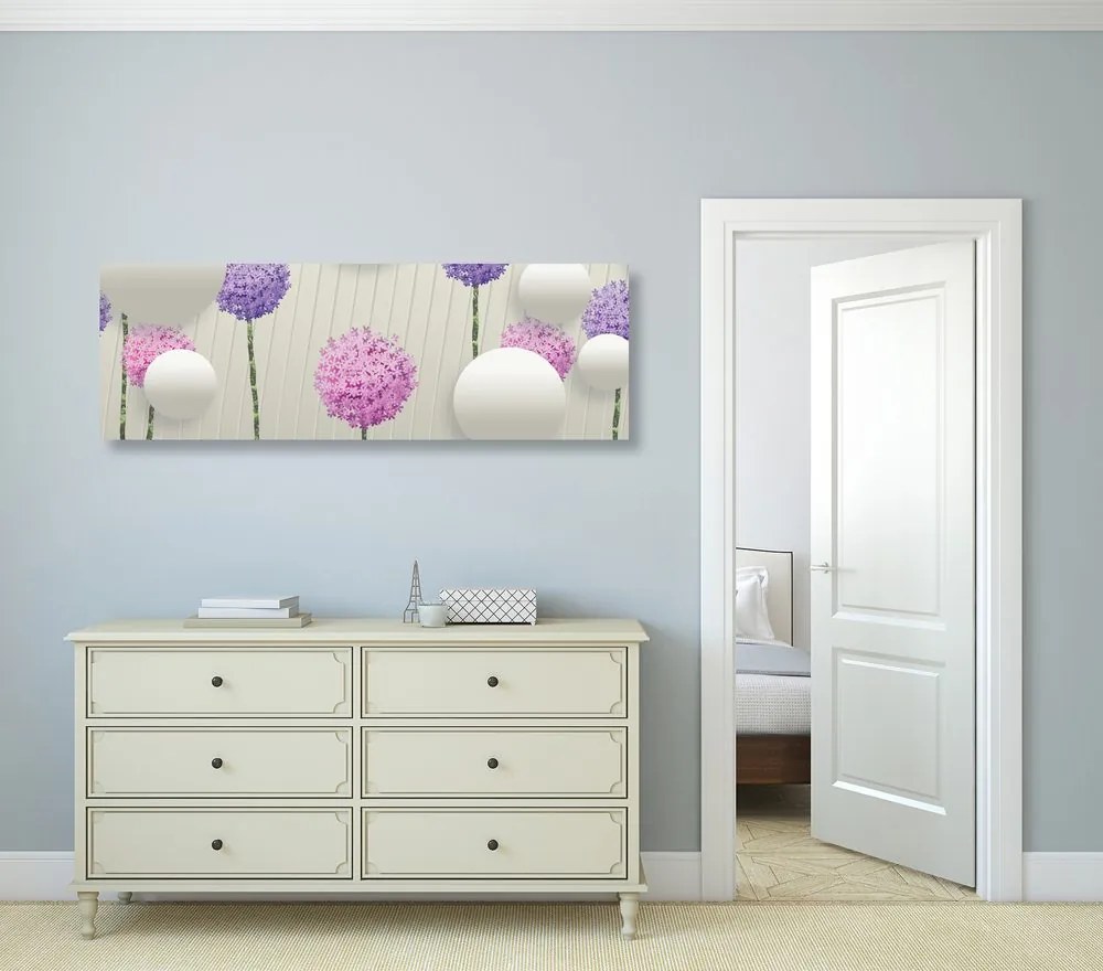 Quadro su tela – Fiori interessanti con elementi e motivi astratti