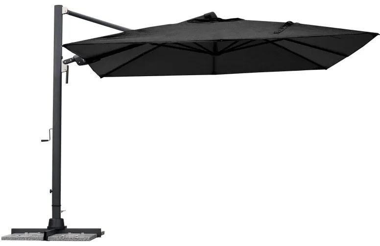 Ombrellone a palo laterale nero Sombra NATERIAL con telo quadrato grigio L 298 x P 298 x H 260 cm