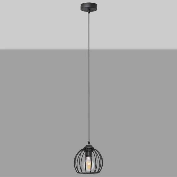 Lampadario a sospensione con filo MERCURE 1xE27/15W/230V diametro 16 cm nero