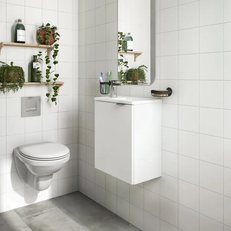 Mobile sottolavabo e lavabo Essential bianco L 40 x H 48 x P 26 cm 1 vasca, 1 anta