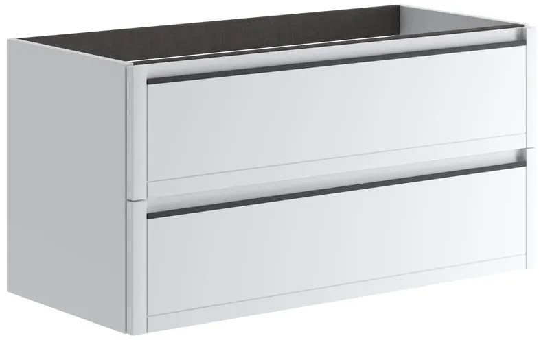 Mobile da bagno sospeso sotto lavabo L 79.5 x H 50 x P 45.5 cm bianco opaco, 2 cassetti TRATTO