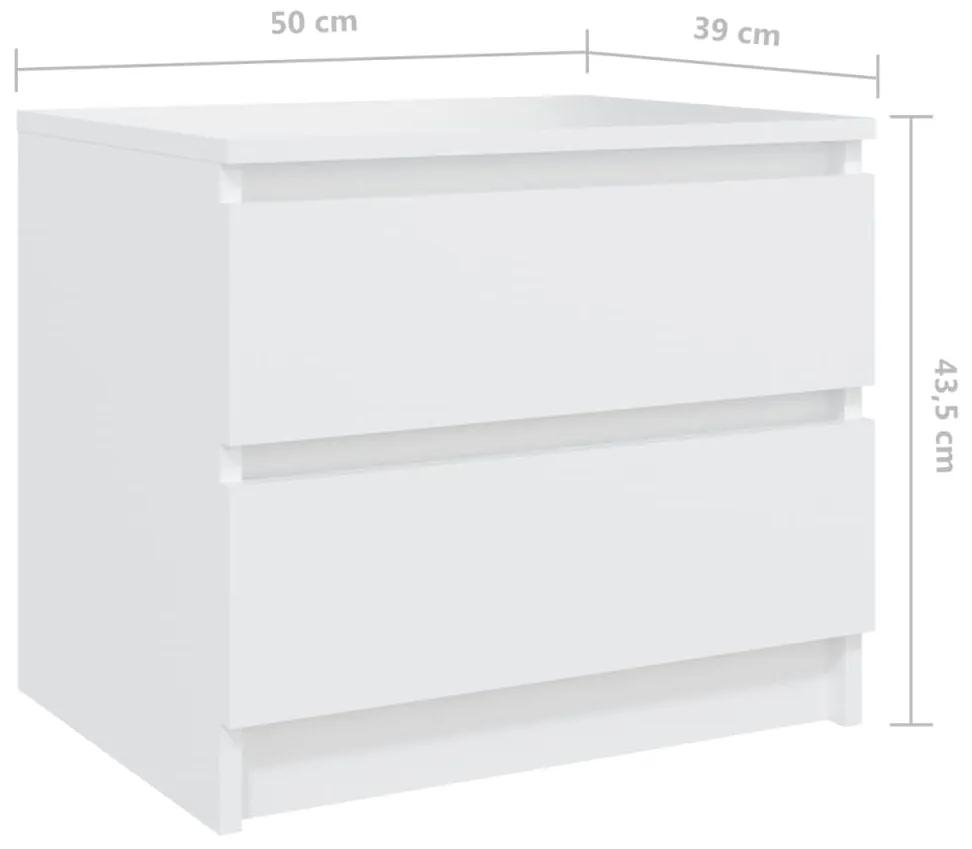 Comodino Bianco 50x39x43,5 cm in Legno Multistrato