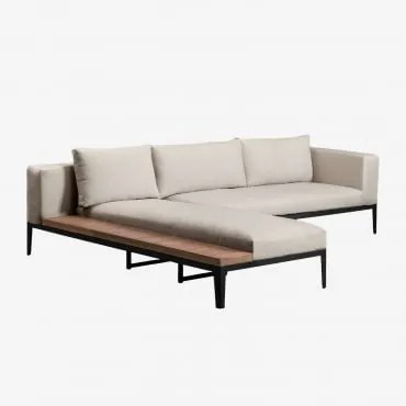 Divano Chaise Longue Da Giardino A 4 Posti Taranis In Alluminio E Legno Di Acacia Nero - Sklum