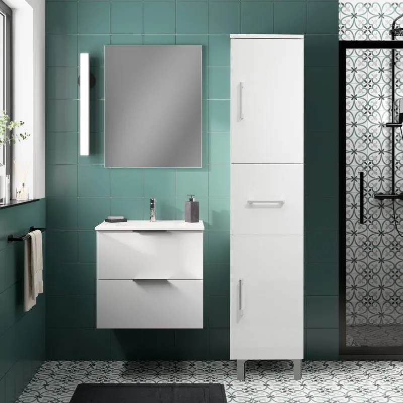Colonna per mobile bagno Simona 1 cassetto 2 ante P 33.5 x L 31.5 x H 148 cm bianco pvc