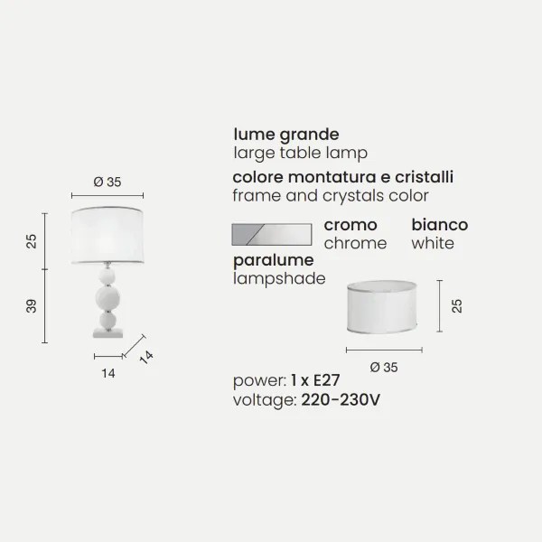 Lampada da tavolo 35x64 cm TEBE in vetro lavorato a mano Bianco