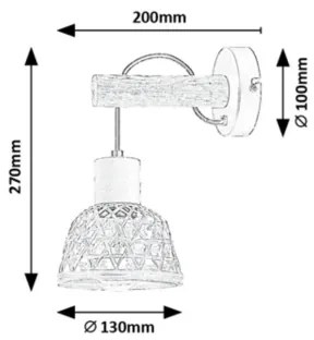 Rabalux 71025 - Applique RATTAN 1xE27/15W/230V rattan