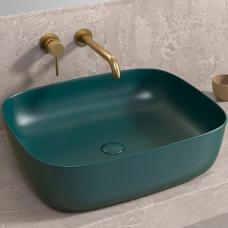 Kamalu - lavabo da appoggio colore verde opaco | klt-490v