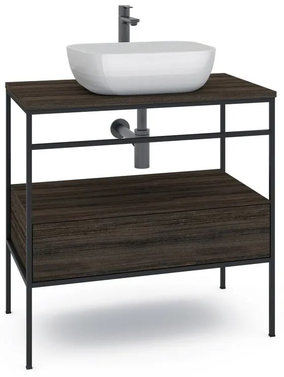 Mobile bagno con lavabo L 60 x H 92 x P 45.5 cm nero per vasca centrale Outline