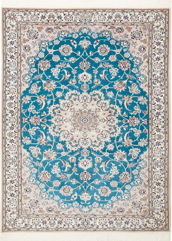 Nain Tappeto persiano 140 x 110 Verde (Iran) Annodato A Mano