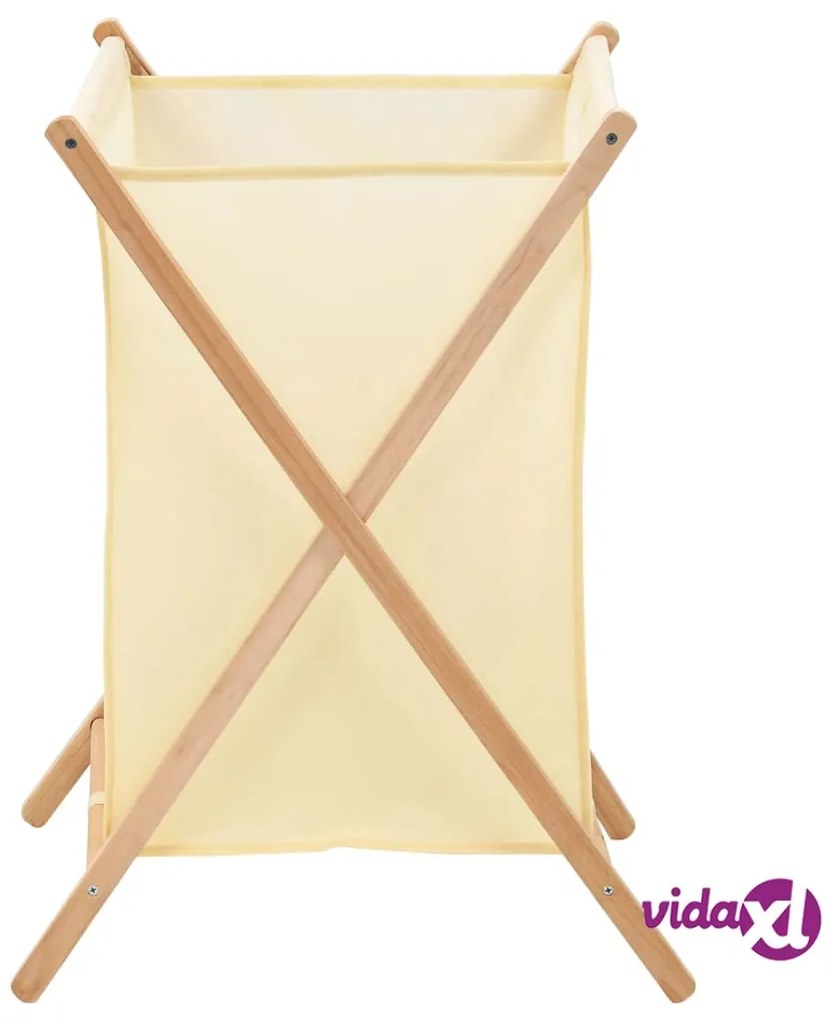 vidaXL Portabiancheria in Legno di Cedro e Tessuto Beige 42x41x64 cm