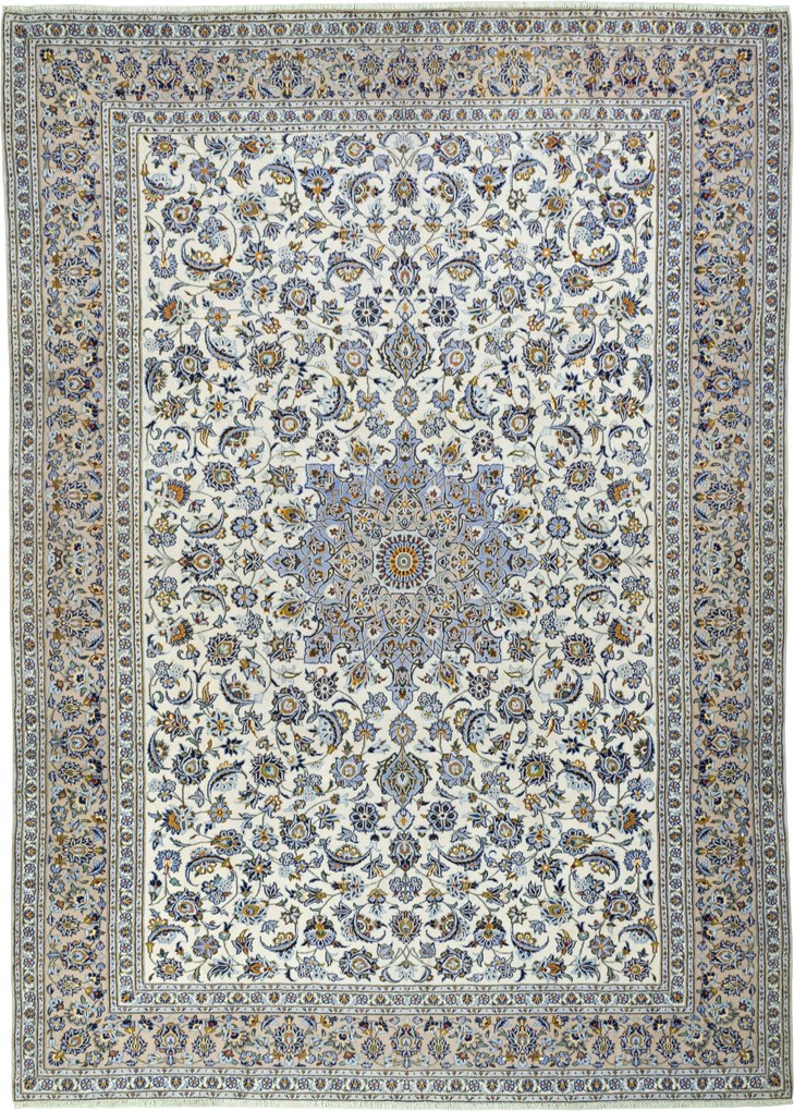 Kashan Tappeto 410 x 300 Beige (Iran) Annodato A Mano
