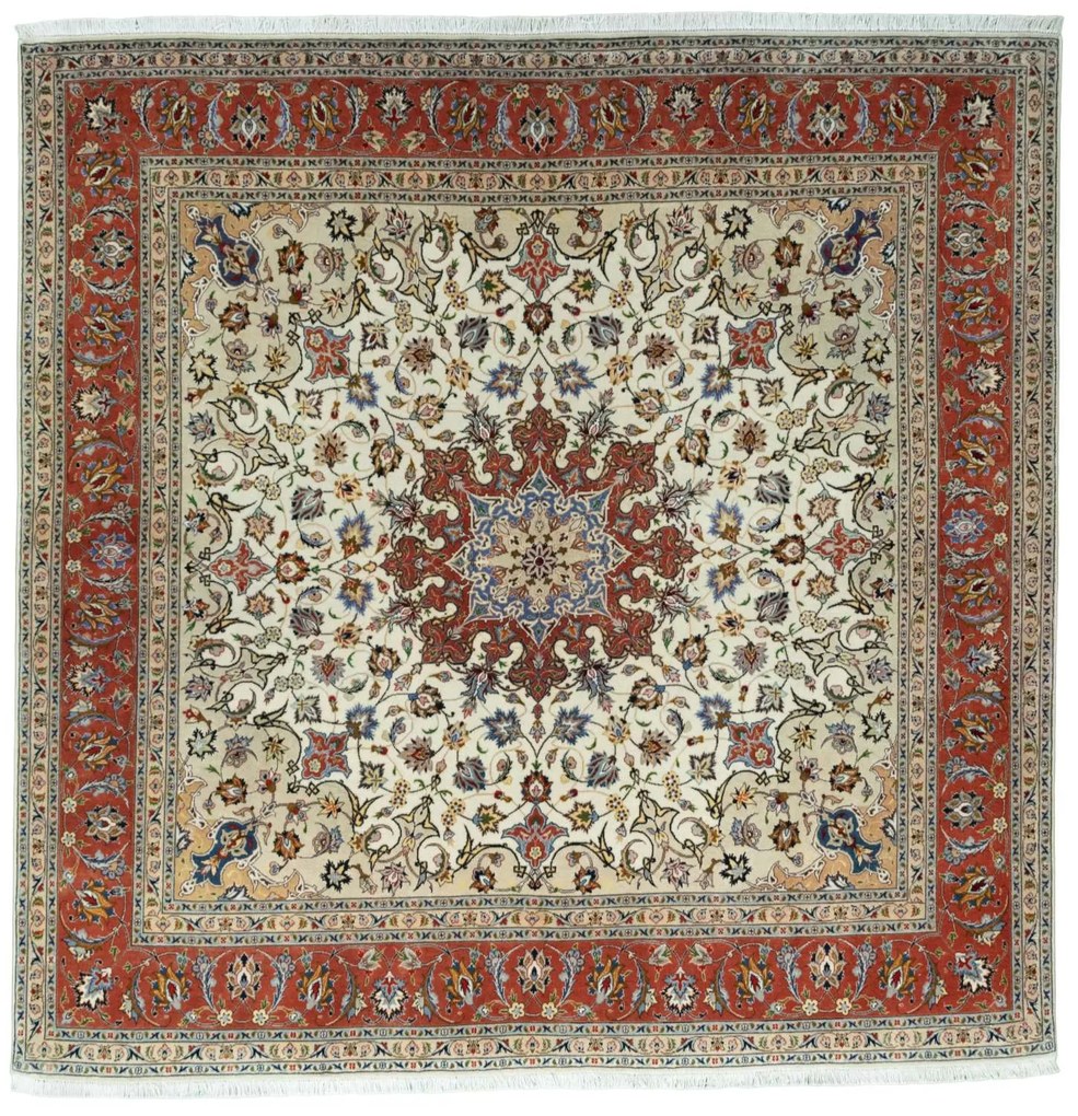 Tabriz Tappeto persiano 200 x 200 Beige (Iran) Annodato A Mano