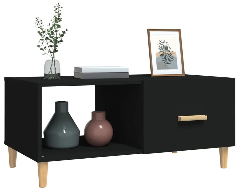 Tavolino da salotto nero 89,5x50x40 cm in legno multistrato