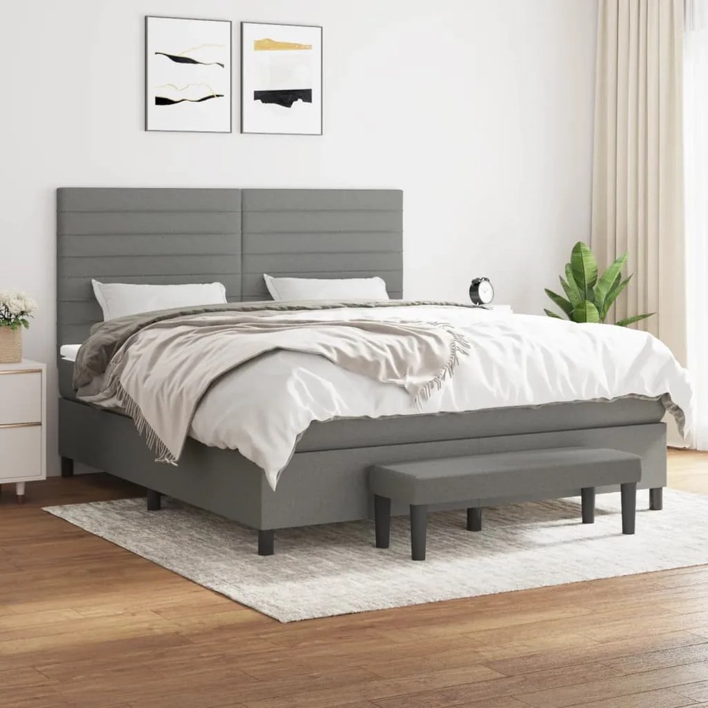 Giroletto A Molle Con Materasso Grigio Scuro 160x200 Cm Tessuto /