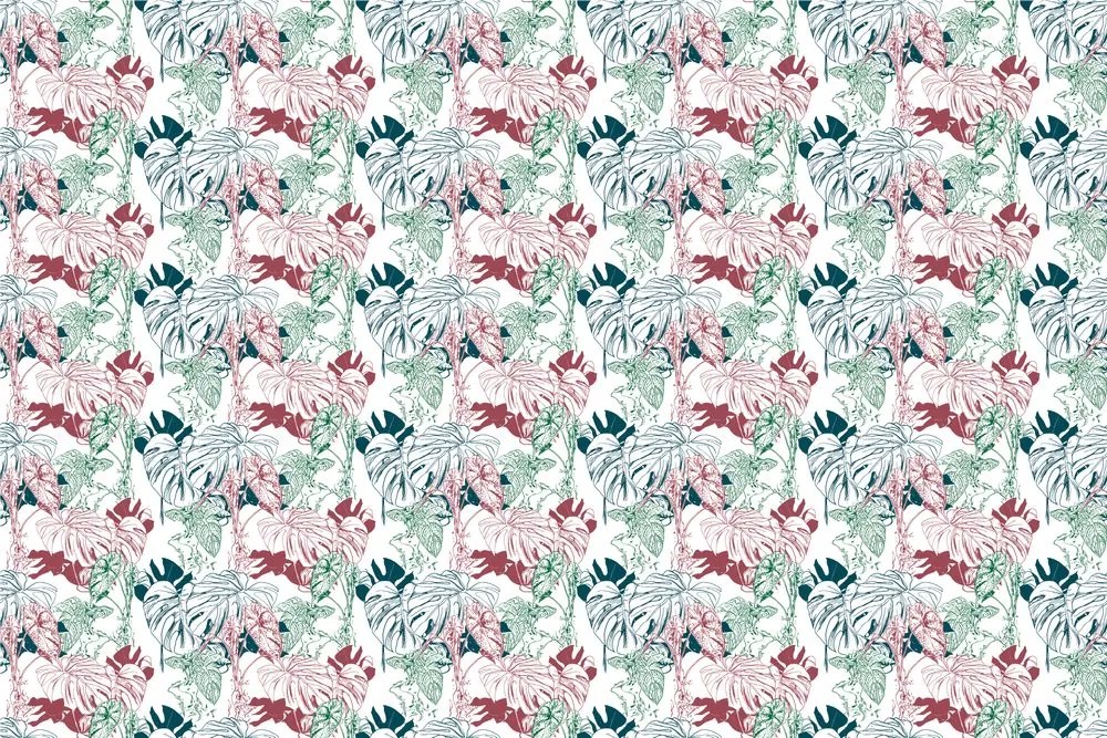 Carta da parati – Foglie colorate di monstera