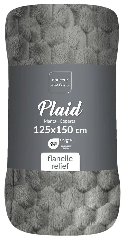Coperta grigia in microflanella 125x150 cm Mini Frosty – douceur d'intérieur