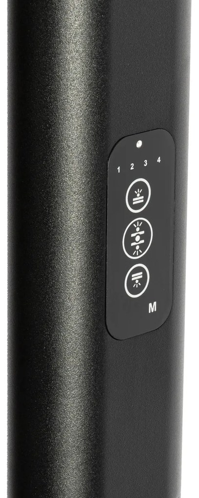 Lampada da terra a luce diurna nera quadrata con LED e dimmer - Guzo