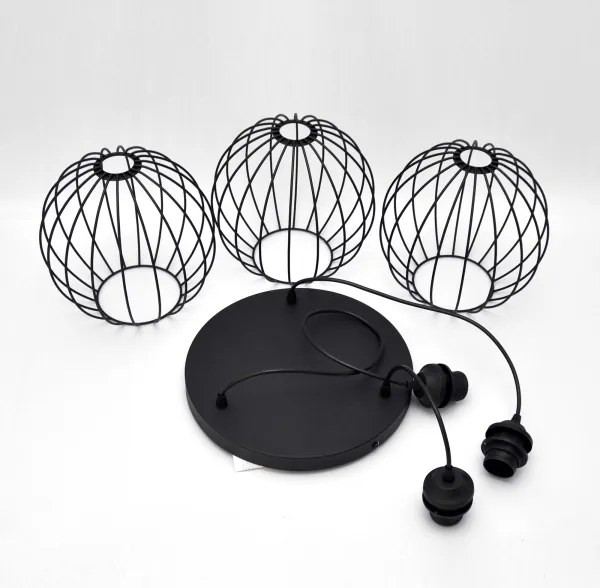 Lampadario LED a sospensione con filo MERCURE 3xE27/15W/230V ø 50 cm nero