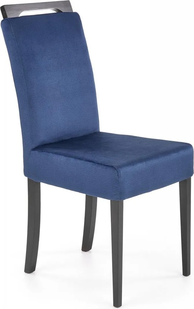 Clarion 2 sedia in velluto blu/nero Monolith 77