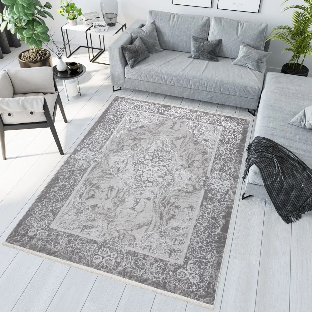 Tappeto moderno per interni di design bianco e grigio con motivo Larghezza: 120 cm | Lunghezza: 170 cm