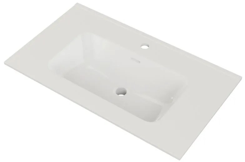 Lavabo a incasso rettangolare vasca centrale Tampa/Loa L 81.5 x H 17.5 x P 46 cm in ceramica bianco lucido