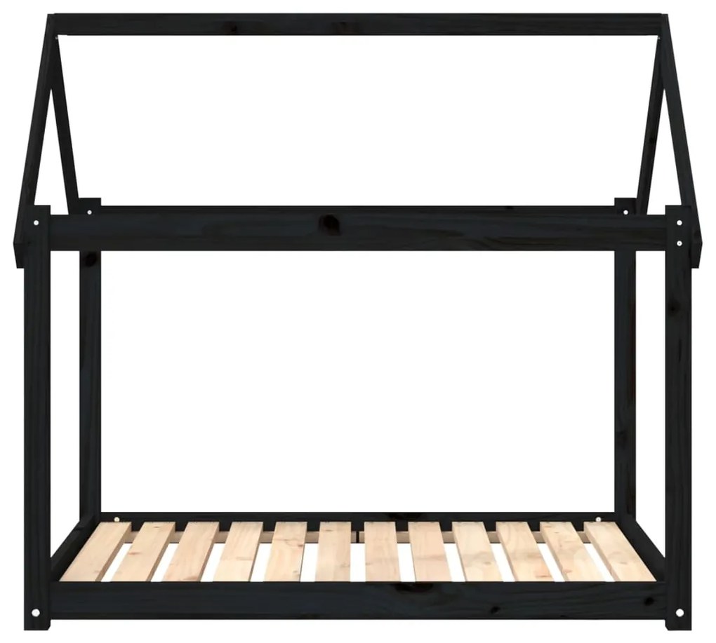 Cuccia per cani nera 111x80x100 cm in legno massello di pino
