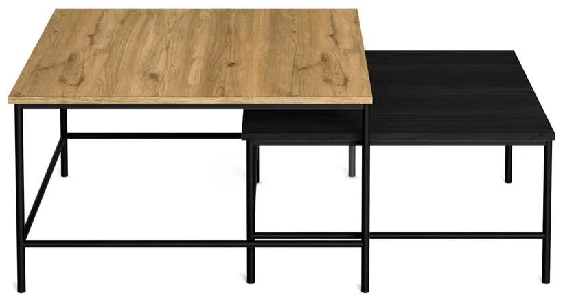 Tavolini neri/naturali con piano in rovere in set di 2 80x80 cm Fiorenza - Marckeric