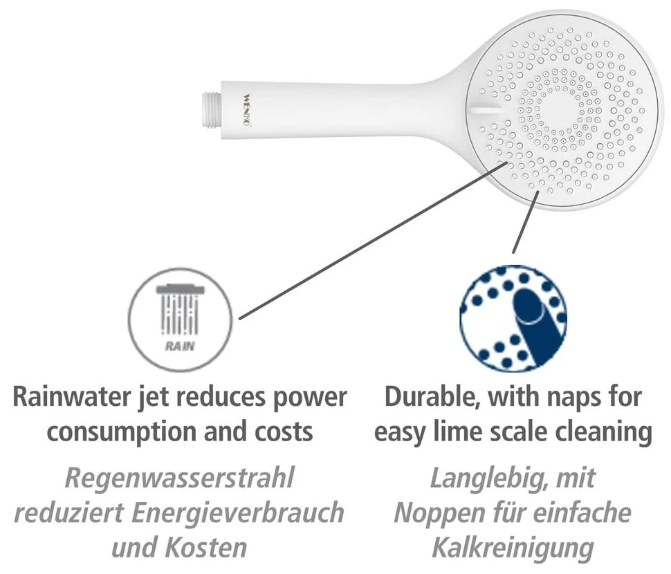 Set doccia bianco in acciaio inox 70 cm Watersaving - Wenko