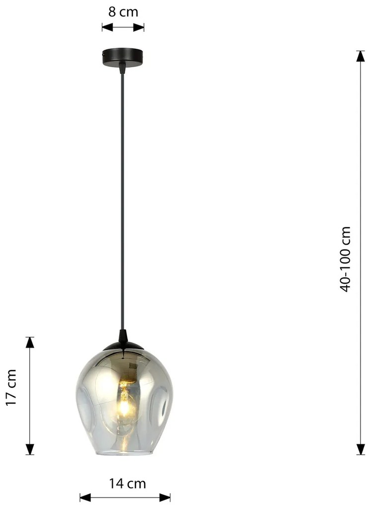 Lampadario a Sospensione in Acciaio e Vetro ISTAR Nero E27