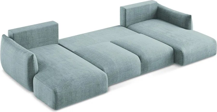 Divano angolare blu allungabile (a U) Leila – Makamii