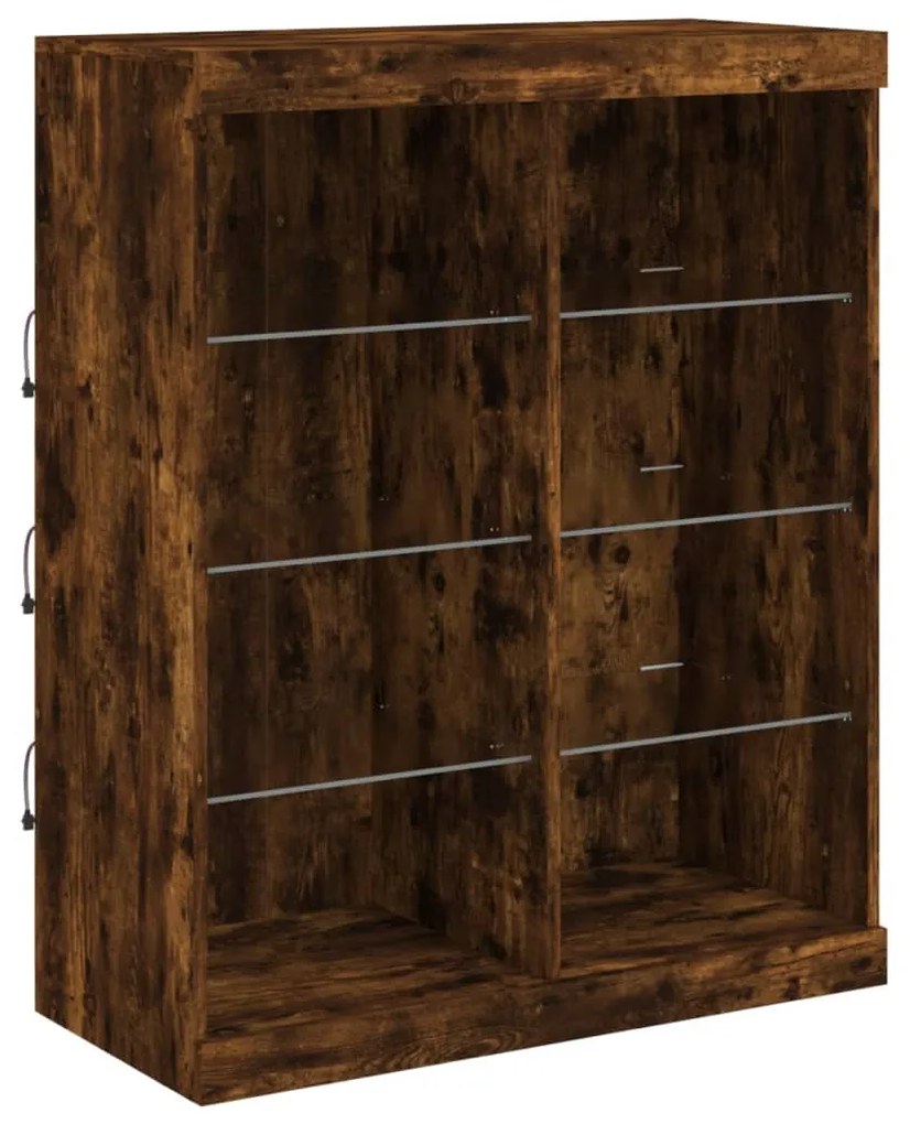 Credenza con luci led rovere fumo 81x37x100 cm