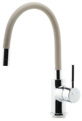 FERRO - Rubinetto per lavello con braccio flessible cromo lucido/beige