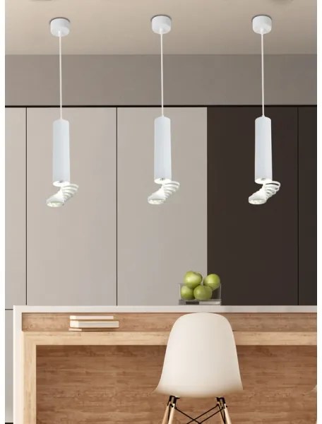 Lampadario a sospensione con filo TUBA 1xGU10/50W/230V bianco