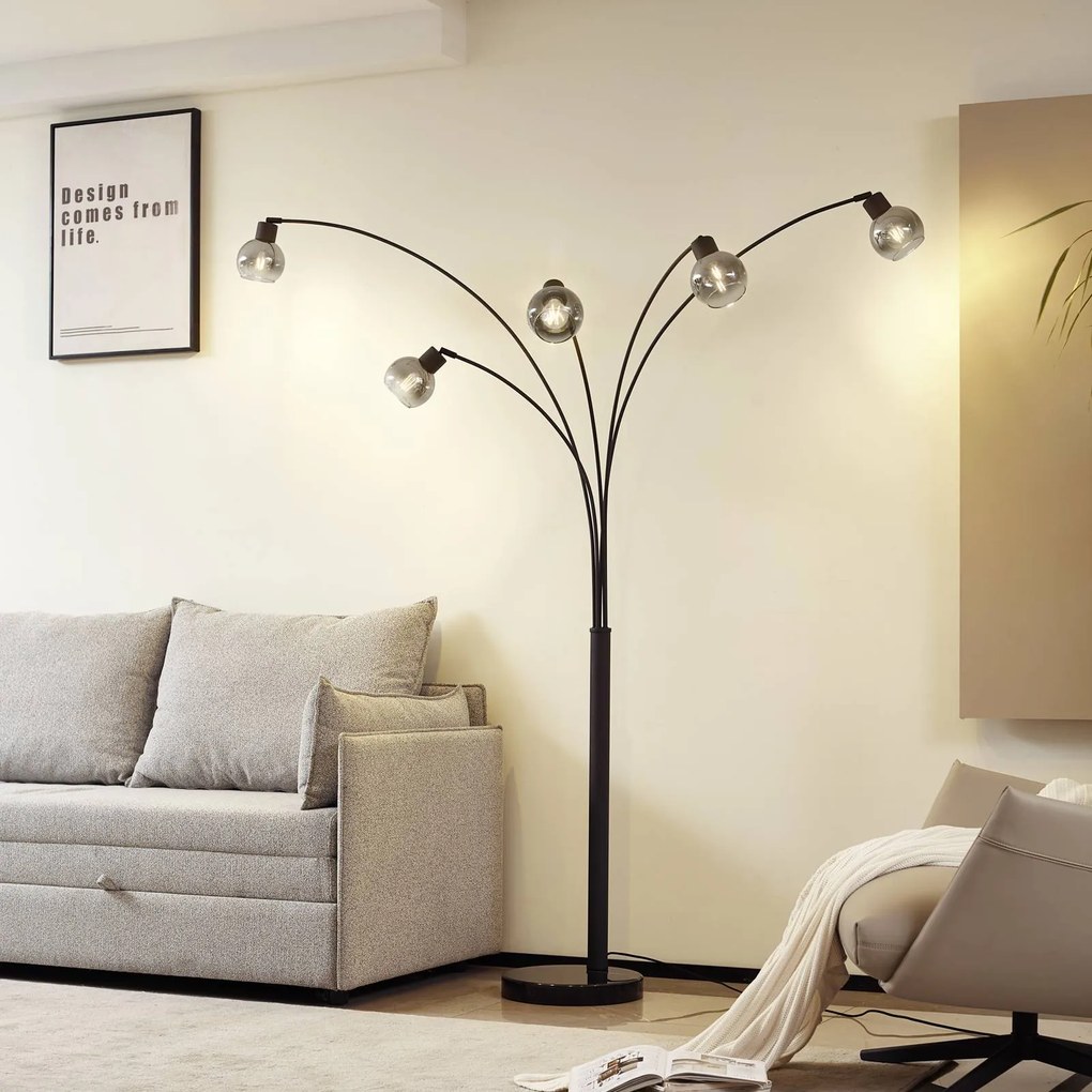 Lampada ad arco Braccio Lindby, Nero, Soggiorno / Sala da pranzo, Metallo, Moderno, Lampada da terra
