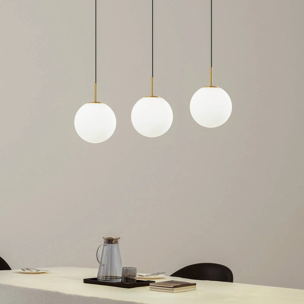Lampada a sospensione in vetro Joran Lucande, Bianco / Opale, Soggiorno / Sala da pranzo, Vetro, Moderno, Lampada a sospensione