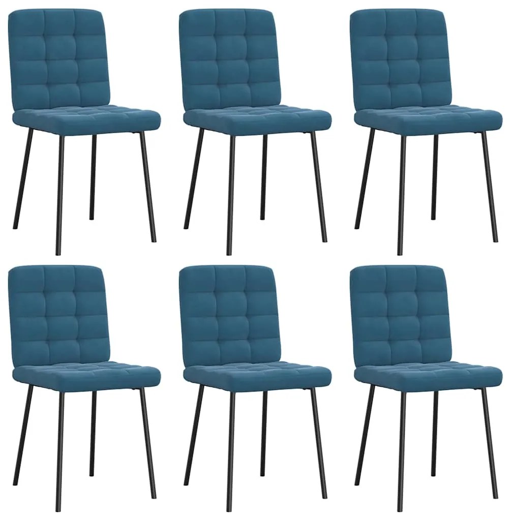 Sedie Da Pranzo 6 Pz Blu İn Velluto /