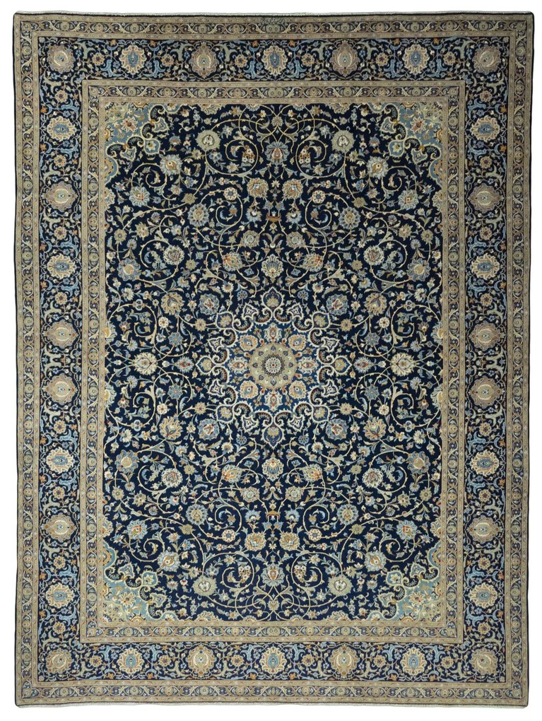Kashan Tappeto persiano 310x410 Blu (Iran) Annodato A Mano