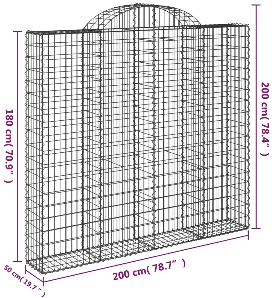 Cesti Gabbioni ad Arco 14 pz 200x50x180/200 cm Ferro Zincato