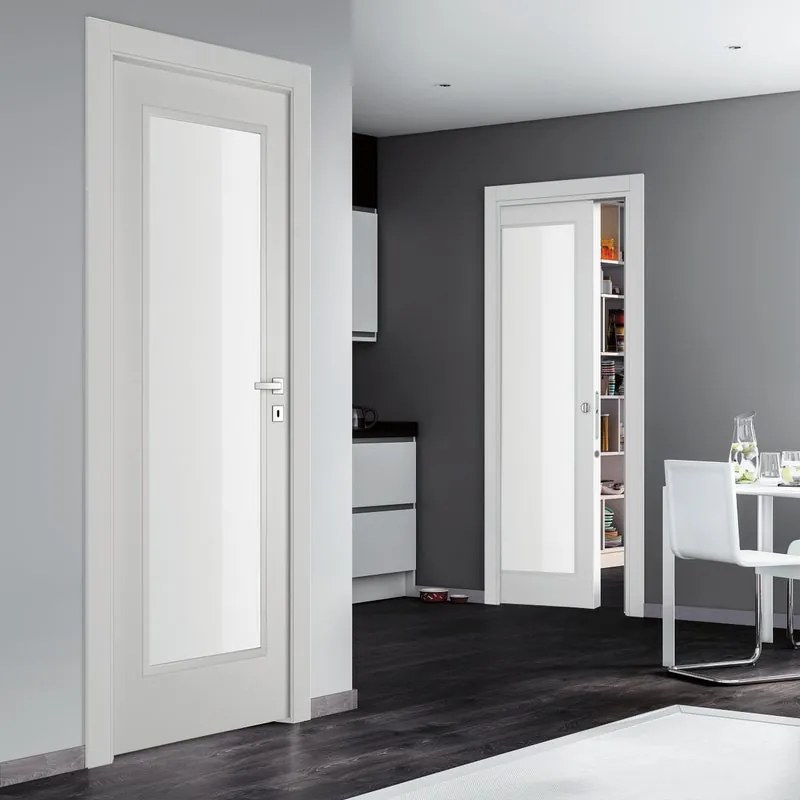 Porta battente Word Vetrata grigio L 80 x H 210 cm sinistra