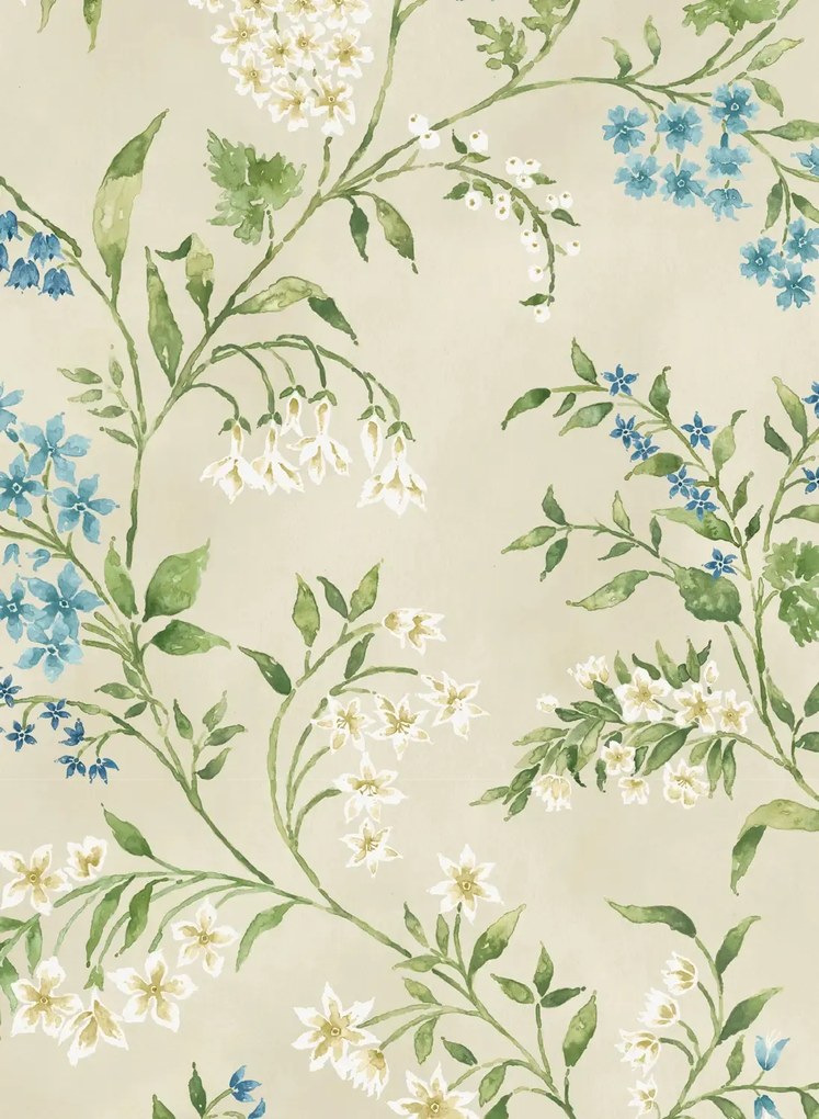 Nina Campbell Tapete Almora - Indigo/ Blue/ Green