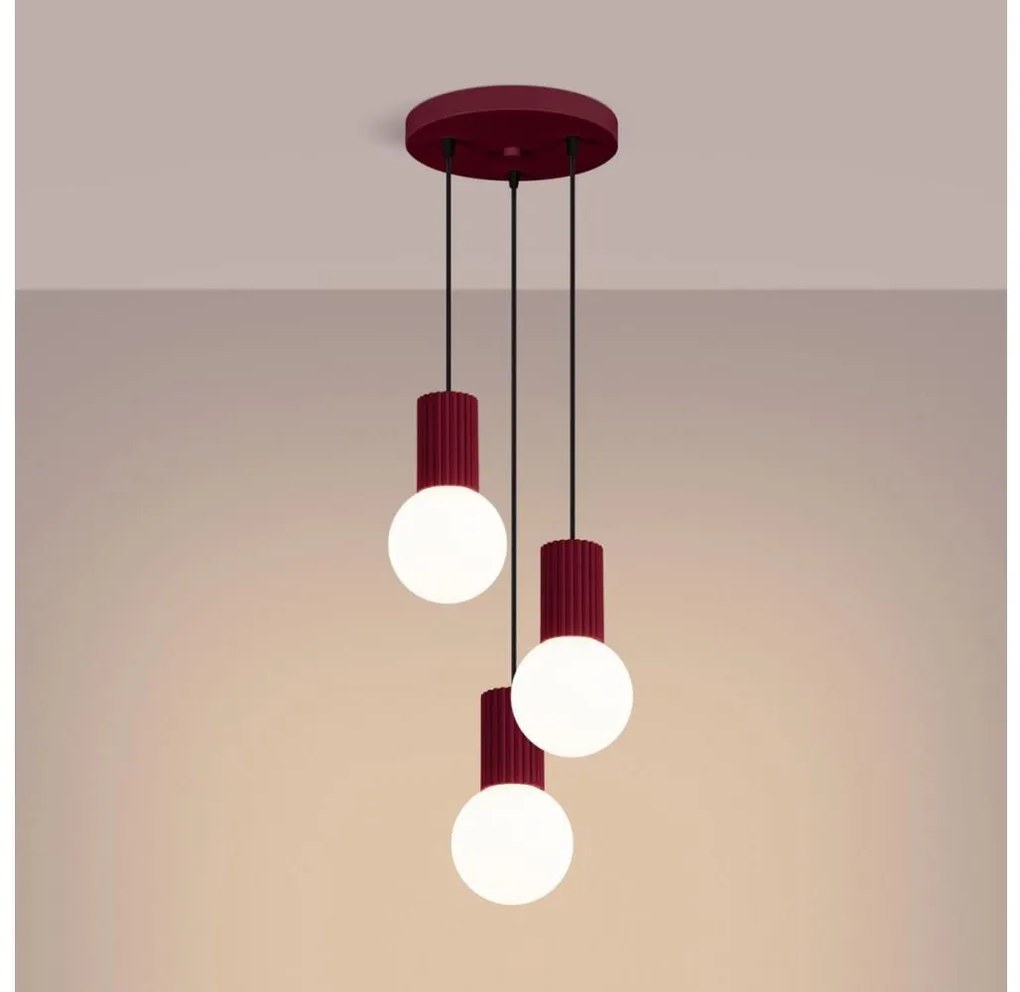 Sollux SL.1750 - Lampadario a sospensione con filo HALO 3xG9/8W/230V diametro 25 cm rosso