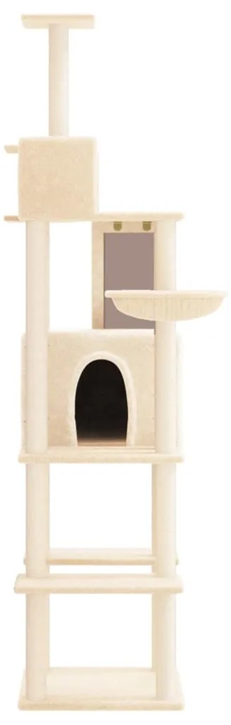 Albero per gatti con tiragraffi in sisal crema 201 cm