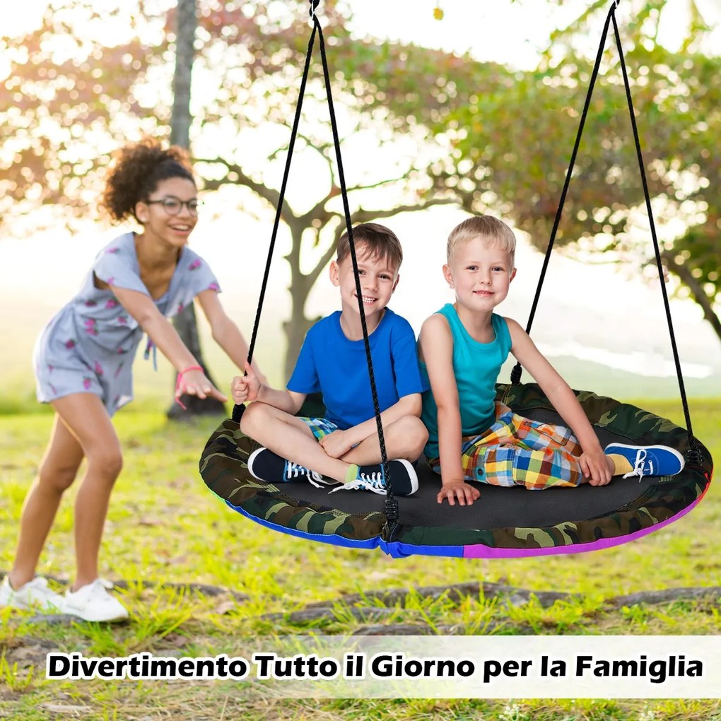 Costway Altalena disco per bambini con design reversibile, Altalena giocattolo per interno ed esterno Colorato