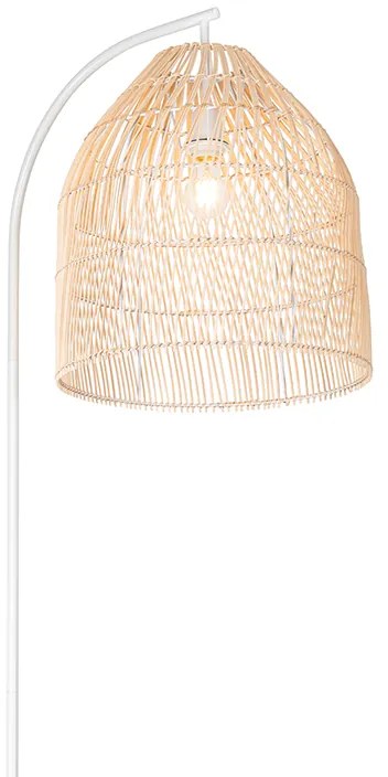 Lampada da terra rustica bianca con rattan - Sam