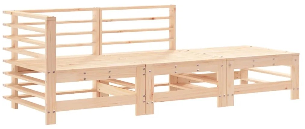 Set divani da giardino 3 pz con cuscini in legno massello