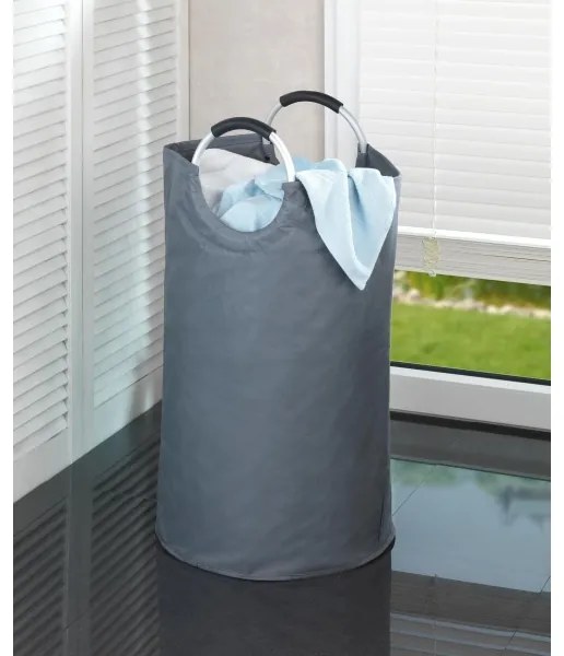 WENKO 3440803100 - Cesto per il bucato JUMBO 38x72 cm antracite/argento/nero