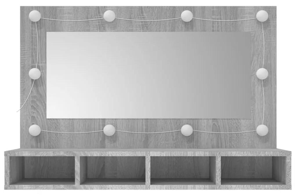 Mobile a specchio con led grigio sonoma 90x31,5x62 cm